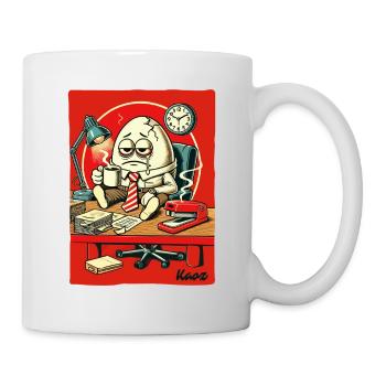 Müdes Büro-Ei mit Kaffee - Tasse - Weiß - Rechts