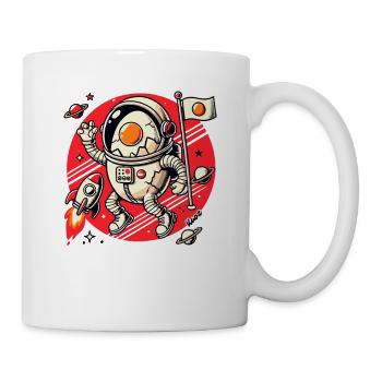 Astronaut Ei mit Rakete im Weltraum mit Planeten - Tasse - Weiß - Rechts
