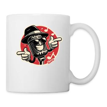 Coole Musik, Retro-Mikrofon Sonnenbrille und Hut - Tasse - Weiß - Rechts