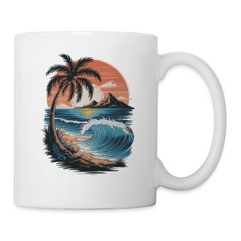 Strand Sunset Beach Sonnenuntergang Meer - Tasse - Weiß - Rechts