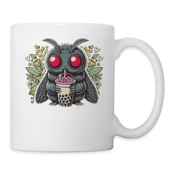 Niedliche Motte Trinkt Bubble Tea - Tasse - Weiß - Rechts