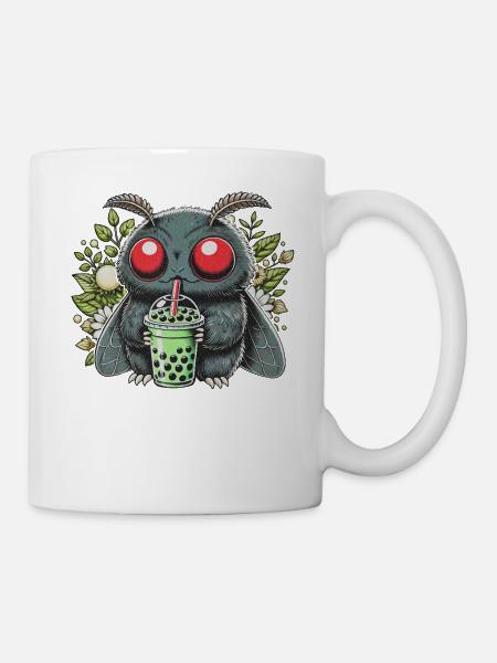Mothman Drinking Bubble Tea - Tasse - Weiß