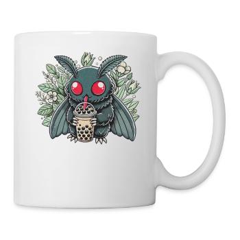 Mothman Enjoying Bubble Tea - Tasse - Weiß - Rechts