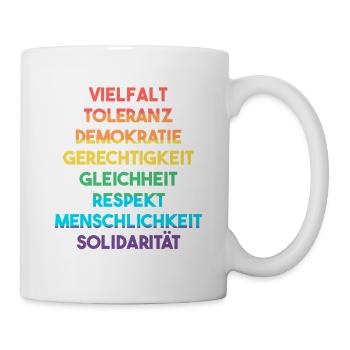 Demokratie, Vielfalt, Toleranz - LGBTQ - Wahl 2025 - Tasse - Weiß - Rechts