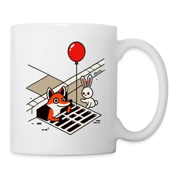 It's funny fox with balloon and rabbit in the drain - Mug - white - Right