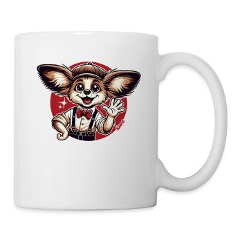 Lustiger Retro-Papillon-Hund - Tasse - Weiß - Rechts