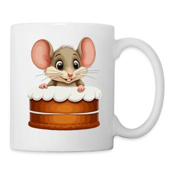 Die Maus kommt aus dem Kuchen - Tasse - Weiß - Rechts