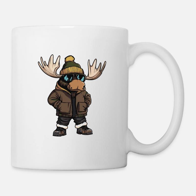 Elch Cool Comic - Tasse - Weiß