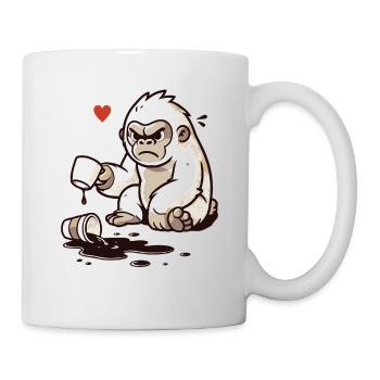 Kleiner Gorilla verschüttet Kaffee - Tasse - Weiß - Rechts