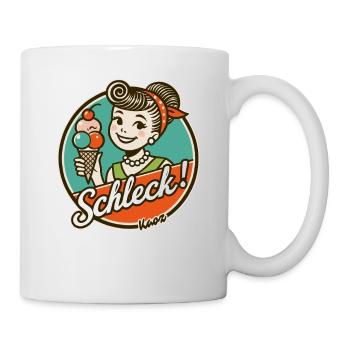 Schleck! Retro-Frau mit Eiscreme - Tasse - Weiß - Rechts