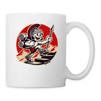 Cheerful Roman soldier hiking - Mug - white - Right