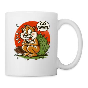 Eichhörnchen macht Pause hinter Busch, Geh weg! - Tasse - Weiß - Rechts