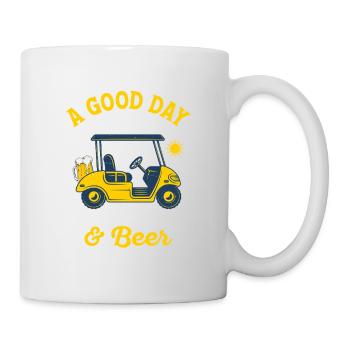 Une bonne journée commence avec des voiturettes de golf et de la bière Golfer Ho - Mug blanc - blanc - Droite