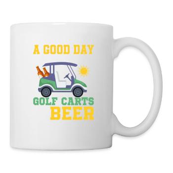 Une bonne journée commence avec des voiturettes de golf et de la bière Golfer Ho - Mug blanc - blanc - Droite