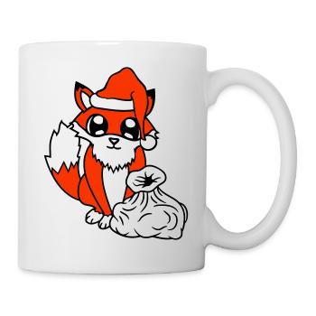 Fuchs Rotfuchs Weihnachtsmann Weihnachten Geschenk - Tasse - Weiß - Rechts