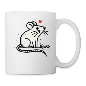 Süße liebevolle Maus mit Herz - Tasse - Weiß - Rechts