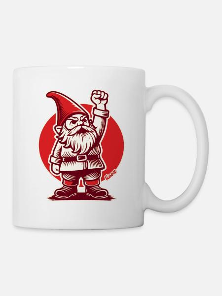 Gartenzwerg mit Faust der Freiheit - Tasse - Weiß