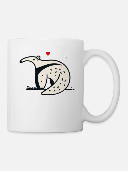 Lustiger Ameisenbär mit Herz - Tasse - Weiß