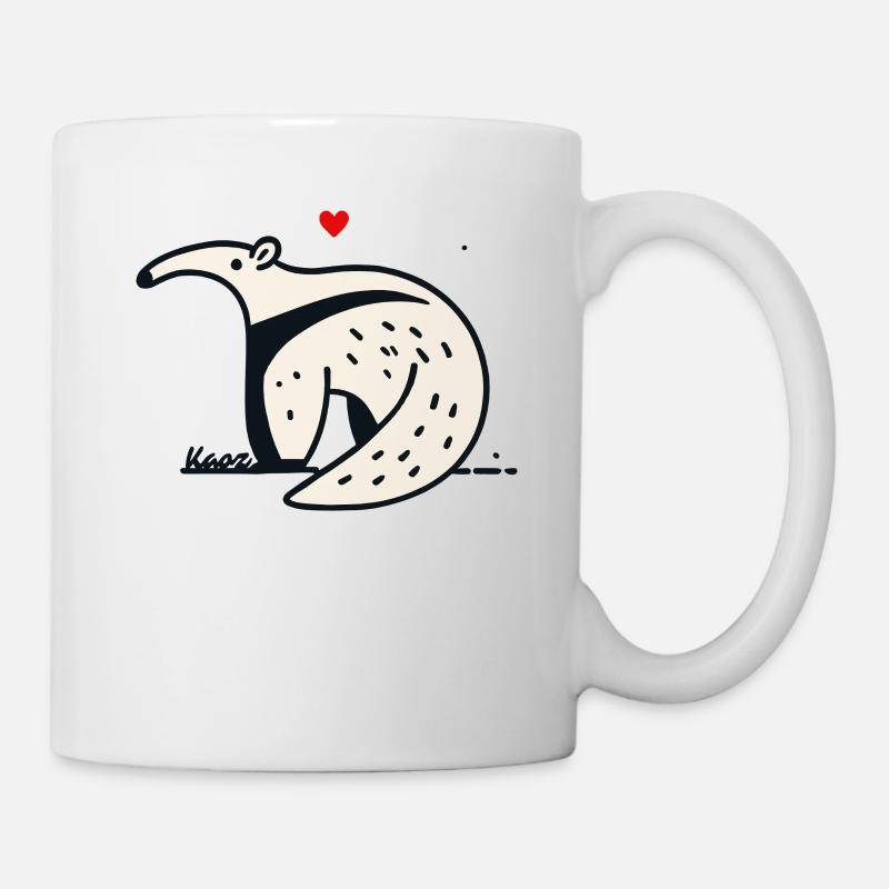 Lustiger Ameisenbär mit Herz - Tasse - Weiß