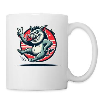 Wild boar with peace sign - Mug - white - Right