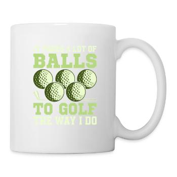 Il faut beaucoup de balles pour jouer au golf comme je le fais - Mug blanc - blanc - Droite