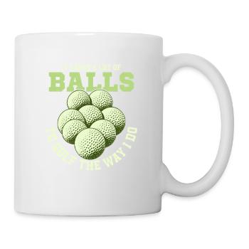 Il faut beaucoup de balles pour jouer au golf comme je le fais - Mug blanc - blanc - Droite