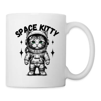 Katze Space Kitty Weltraum Astronaut Karneval Spaß - Tasse - Weiß - Rechts