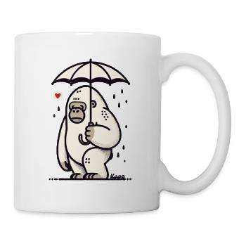 gorille triste avec parapluie - Mug blanc - blanc - Droite