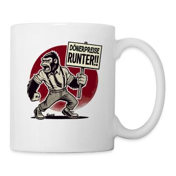 Gorille avec pancarte : les prix du kebab baissent ! - Mug blanc - blanc - Droite