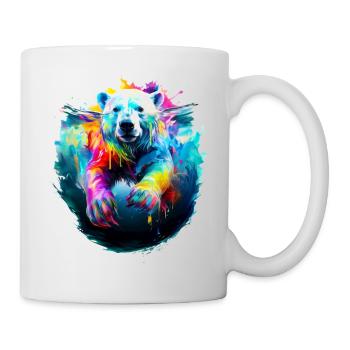 Bemalter Eisbär beim Schwimmen - Tasse - Weiß - Rechts