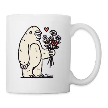 Sanfter Gorilla mit Blumenstrauß - Tasse - Weiß - Rechts
