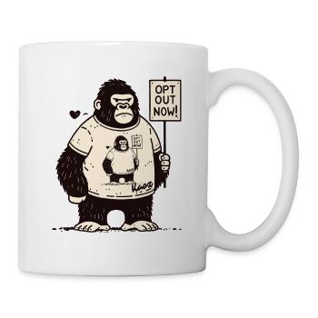 Gorilla mit Schild: Jetzt abmelden! - Tasse - Weiß - Rechts