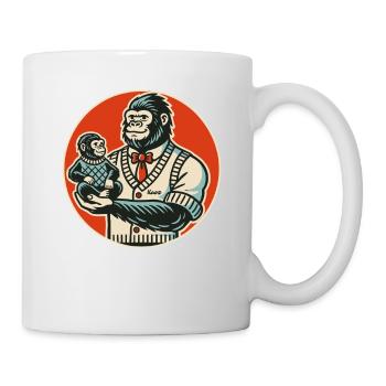 Papa gorille avec bébé - Mug blanc - blanc - Droite