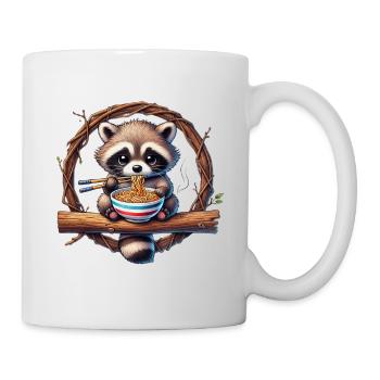 raton laveur mignon mangeant des nouilles ramen - Mug blanc - blanc - Droite