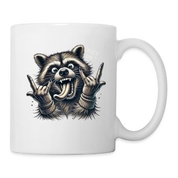 Rock On Waschbär Heavy Metal Design - Tasse - Weiß - Rechts