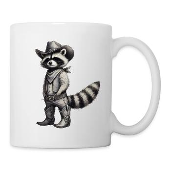 Cowboy Raccoon Vintage Western Art - Mug - white - Right