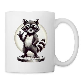 Cool raccoon rock hand gesture illustration - Mug - white - Right