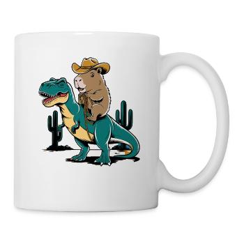 Niedliches Capybara auf Dinosaurier für einen - Tasse - Weiß - Rechts