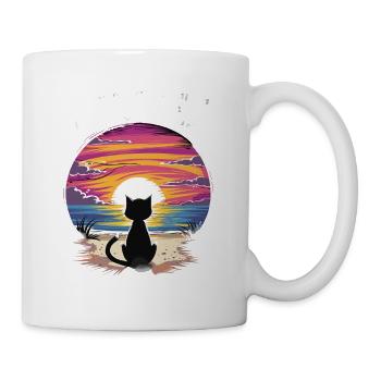 Friedlicher Sonnenuntergang Katze für eine - Tasse - Weiß - Rechts
