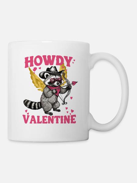 Valentinstag Waschbär Engelflügel Lustig Amor Herz - Tasse - Weiß