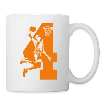 NUMMER 4 BASKETBALL 4. GEBURTSTAG - Tasse - Weiß - Rechts