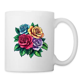 Rosen Bunt Blumen - Tasse - Weiß - Rechts