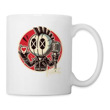 Punk-Rocker mit Mikrofon & Herz-Pick - Tasse - Weiß - Rechts