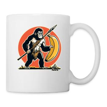 Gorille chasseur et cueilleur à la banane - Mug blanc - blanc - Droite