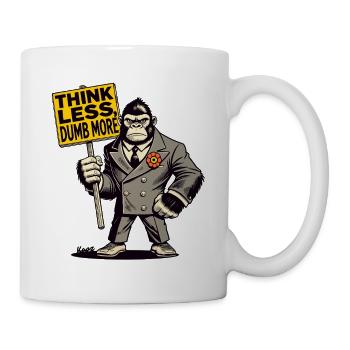 Weniger denken, mehr dümmer Gorillaim Anzug - Tasse - Weiß - Rechts
