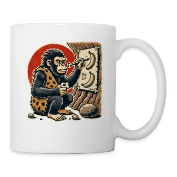 Caveman gorilla painting bananas - Mug - white - Right