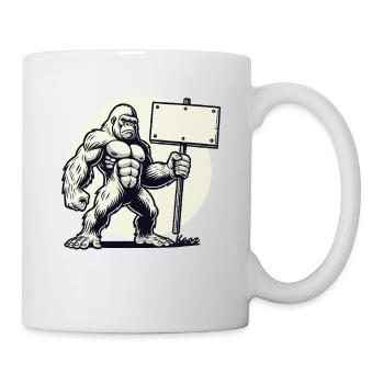 Un gorille fort avec un bouclier vierge : votre texte ici ! - Mug blanc - blanc - Droite