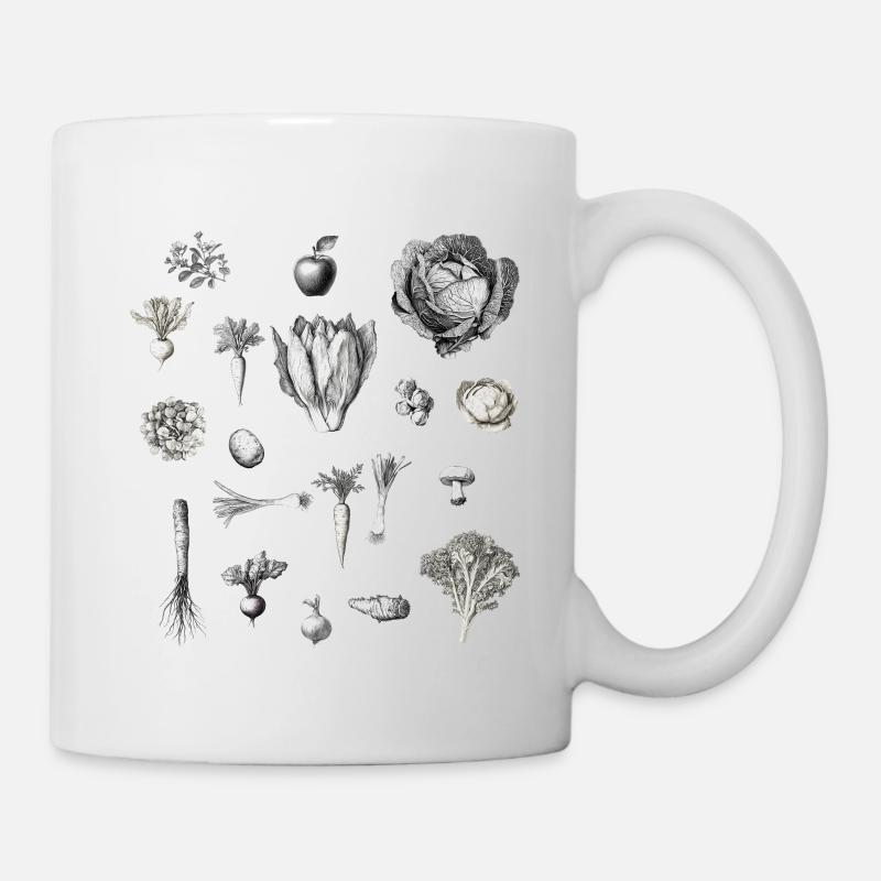 Février Collage de légumes et de fruits de saison - Mug blanc - blanc