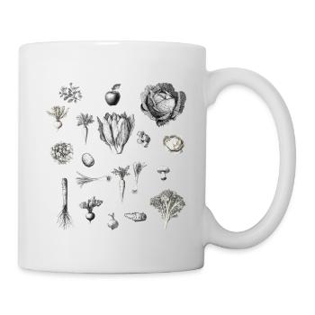 Februar Collage mit saisonalem Gemüse und Obst - Tasse - Weiß - Rechts