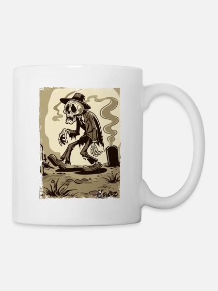 Skelett-Gentleman im Friedhof - Tasse - Weiß